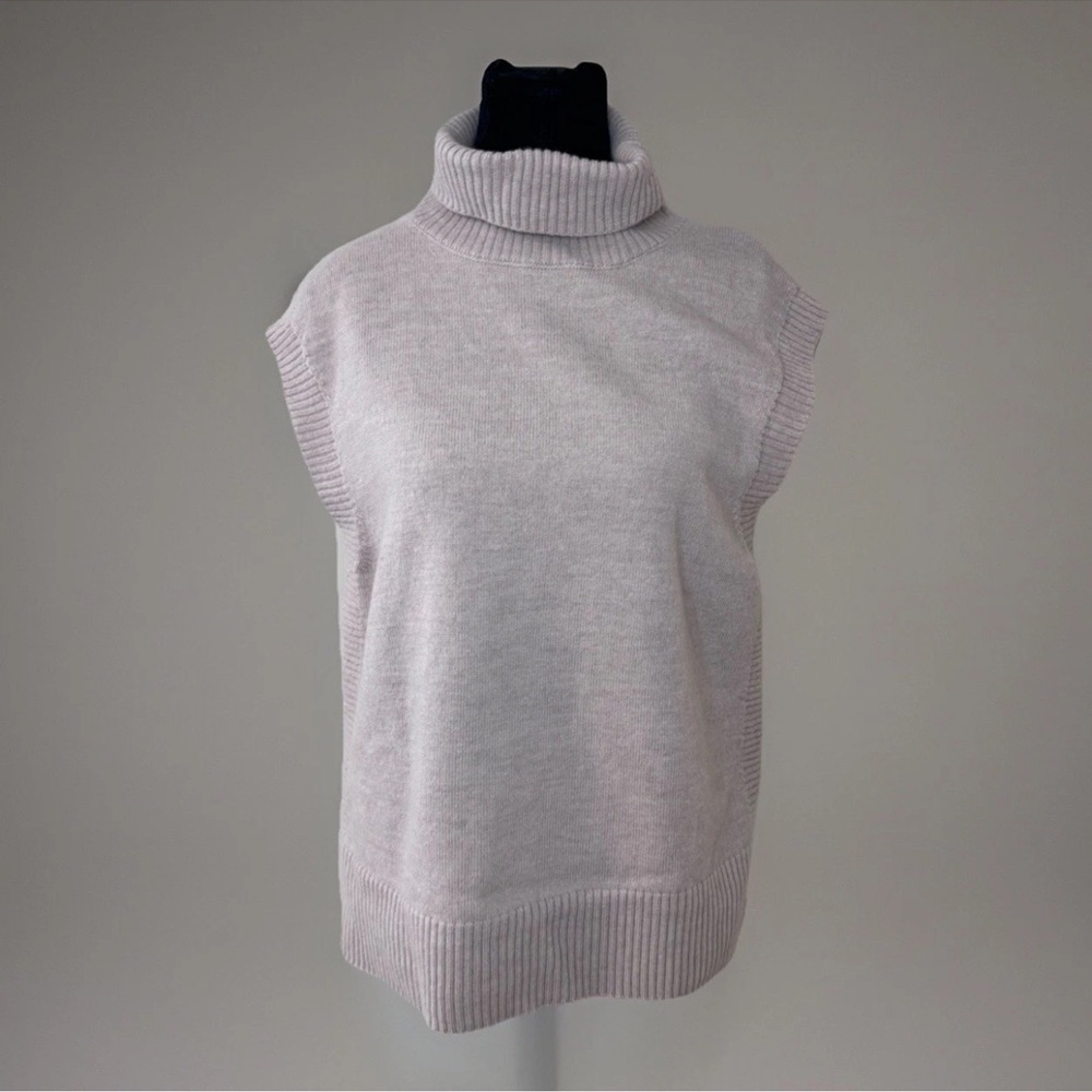 Extra Fine Merino Wool Rachel Zoe Sleeveless Turtleneck Sweater Sz L Blush Pink